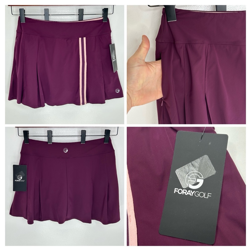 Foray Golf NWT Pleated Golf Skirt Size XL New‎ Mosto Burgundy Athleisure $160